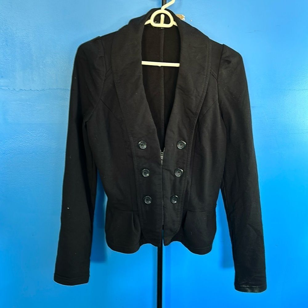 Ambition Women’s Black Short Jacket Size M Cotton/Poly Blend Casual Outerwear